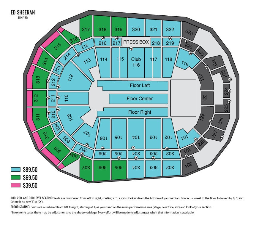 Ed Sheeran Seating Chart