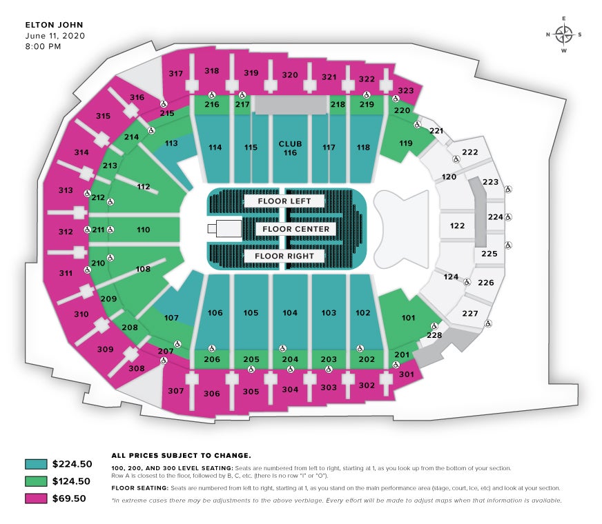 Square Garden Seating Chart For Elton John