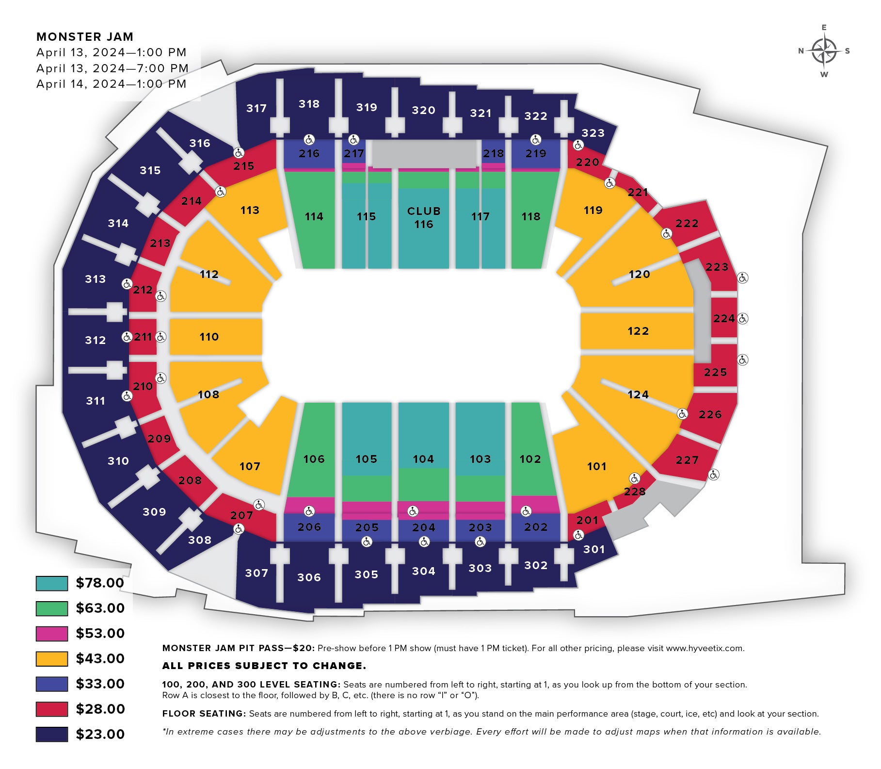 Seating Chart, Events